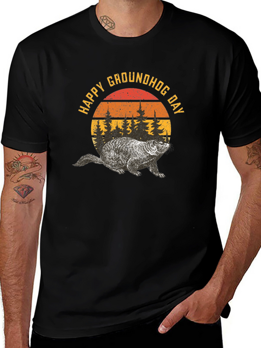 Happy Groundhog Day Retro Graphic T-Shirt