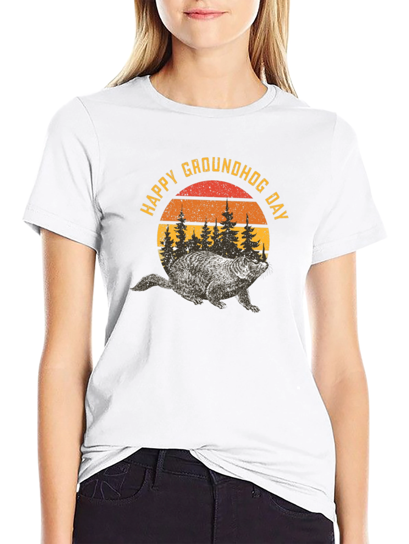 Happy Groundhog Day Retro Graphic T-Shirt