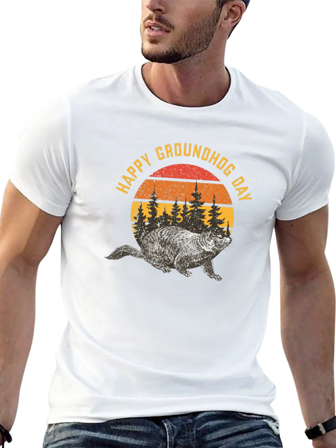 Happy Groundhog Day Retro Graphic T-Shirt