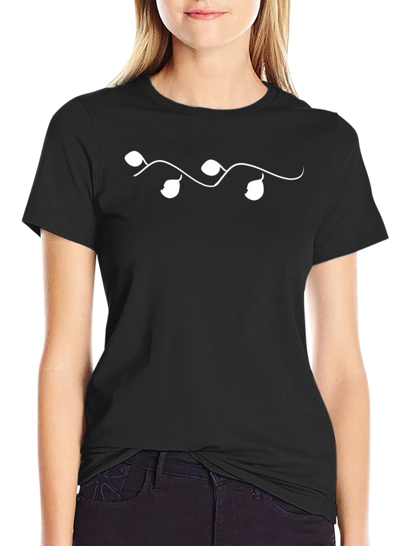 Mens Black Graphic Tee - Unique Leaf Design
