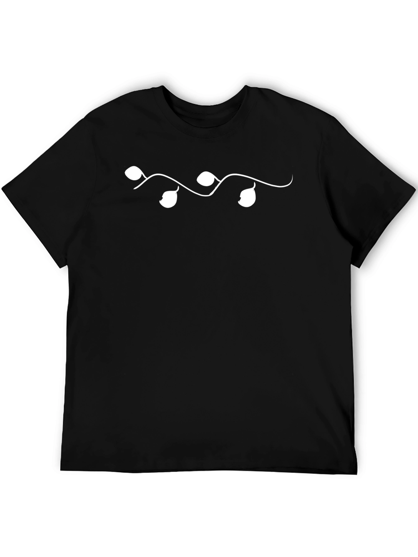 Mens Black Graphic Tee - Unique Leaf Design