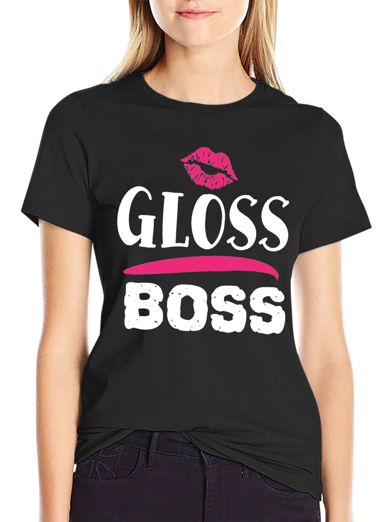 Gloss Boss Graphic Tee - Black Cotton T-Shirt