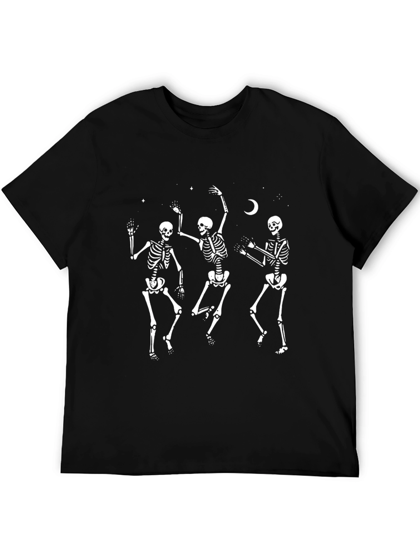 Dancing Skeletons Graphic Tee - Black Cotton T-Shirt