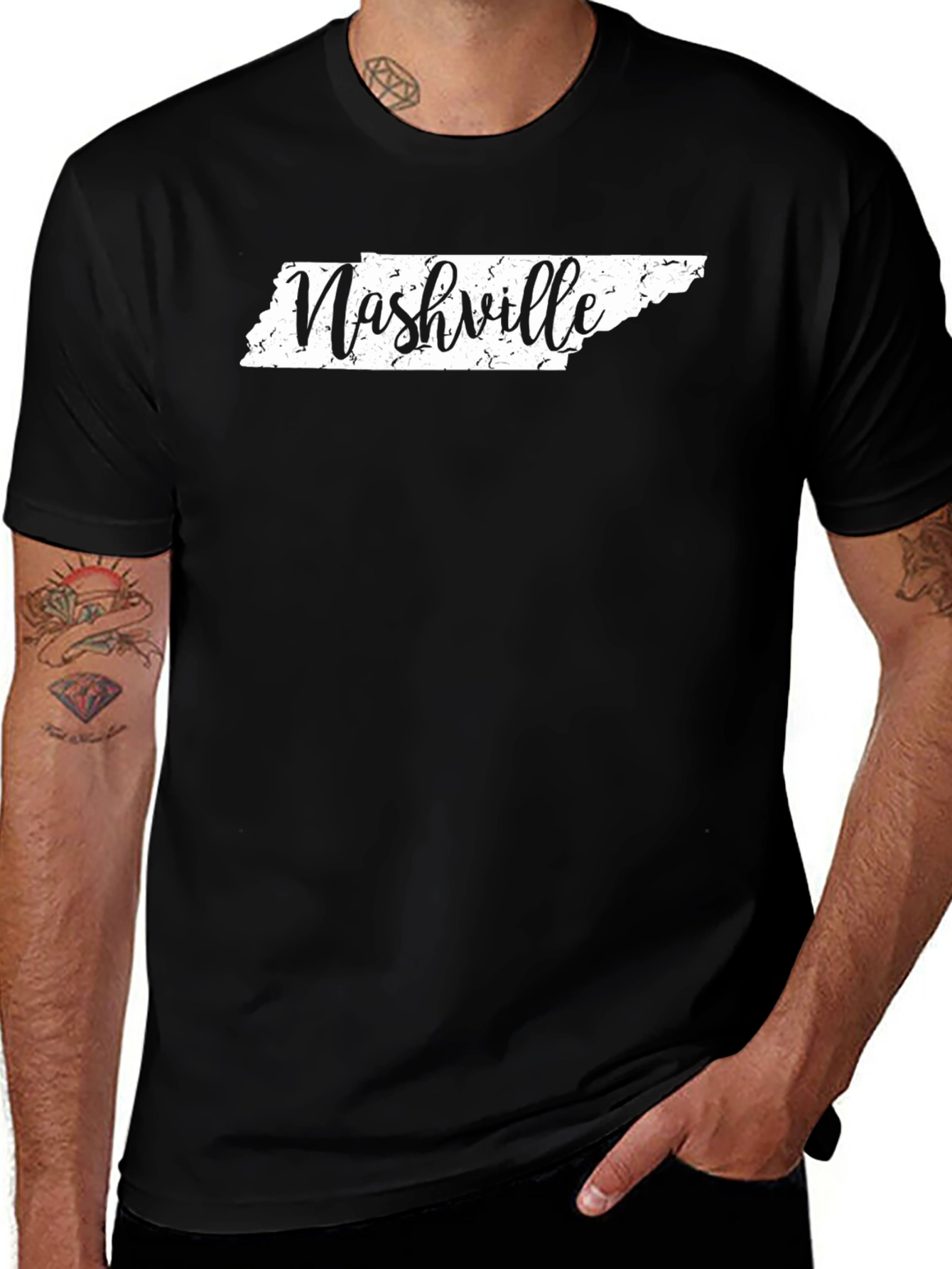 Nashville Tennessee Map Graphic Tee - Black