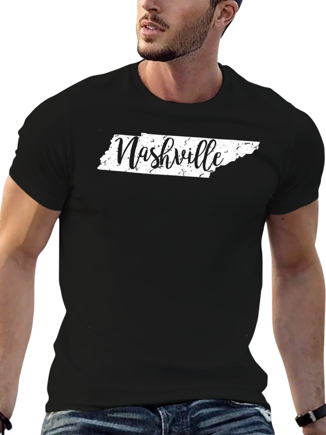 Nashville Tennessee Map Graphic Tee - Black