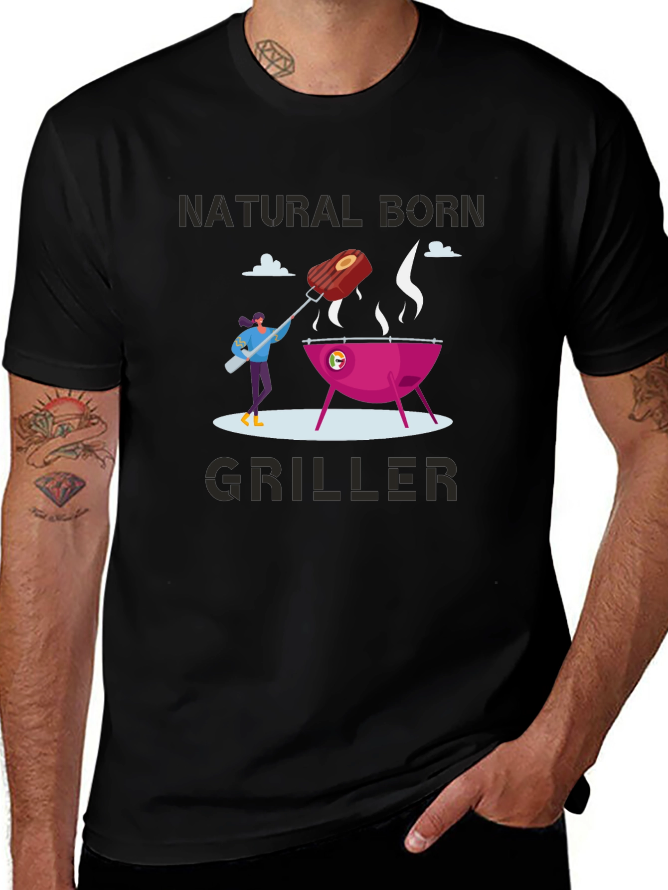 Natural Born Griller T-Shirt - BBQ Lover Tee