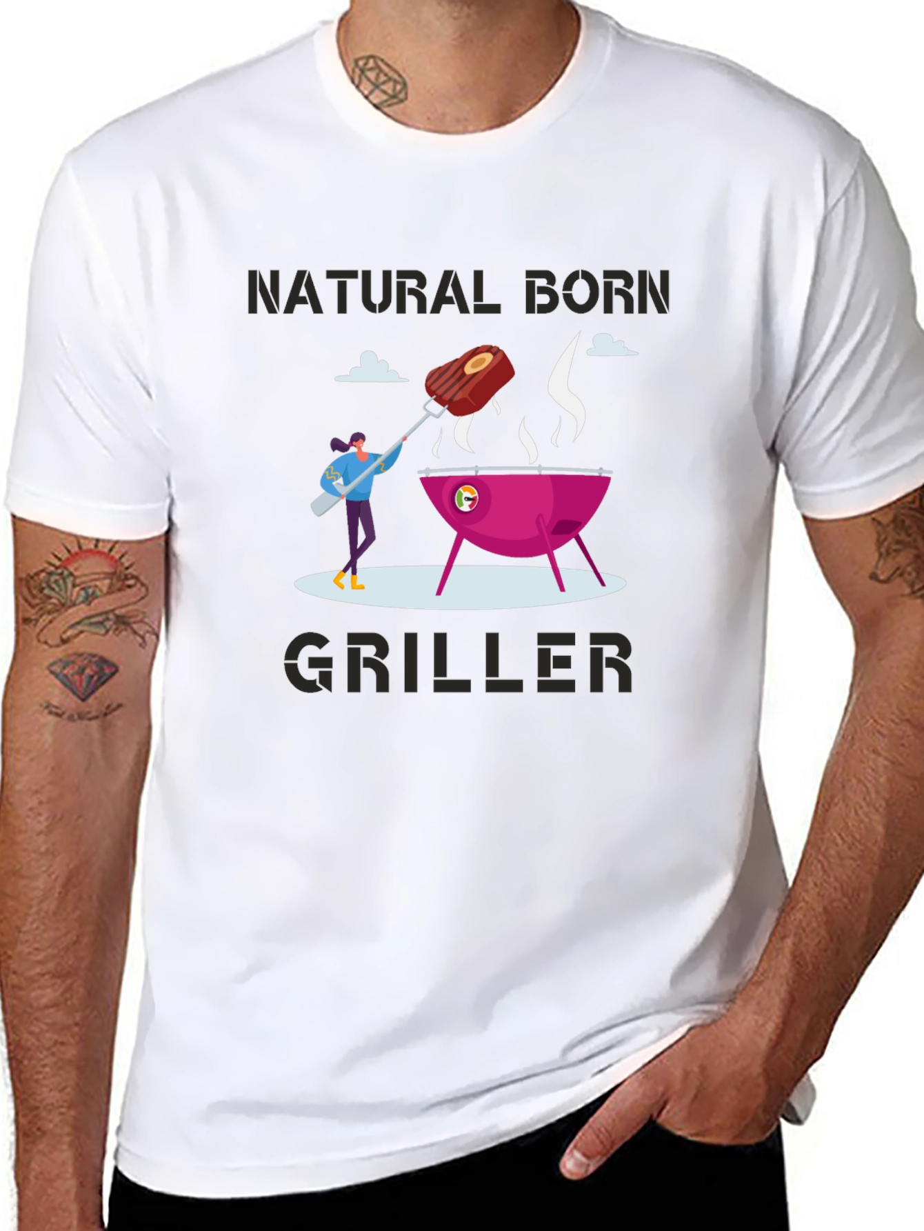 Natural Born Griller T-Shirt - BBQ Lover Tee