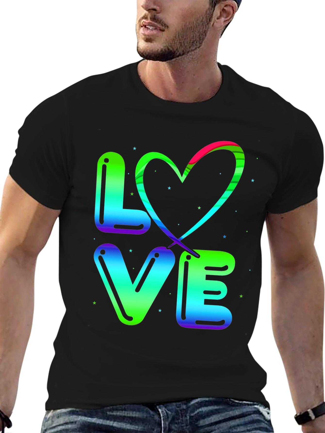 LOVE T-Shirt - Rainbow Heart Design