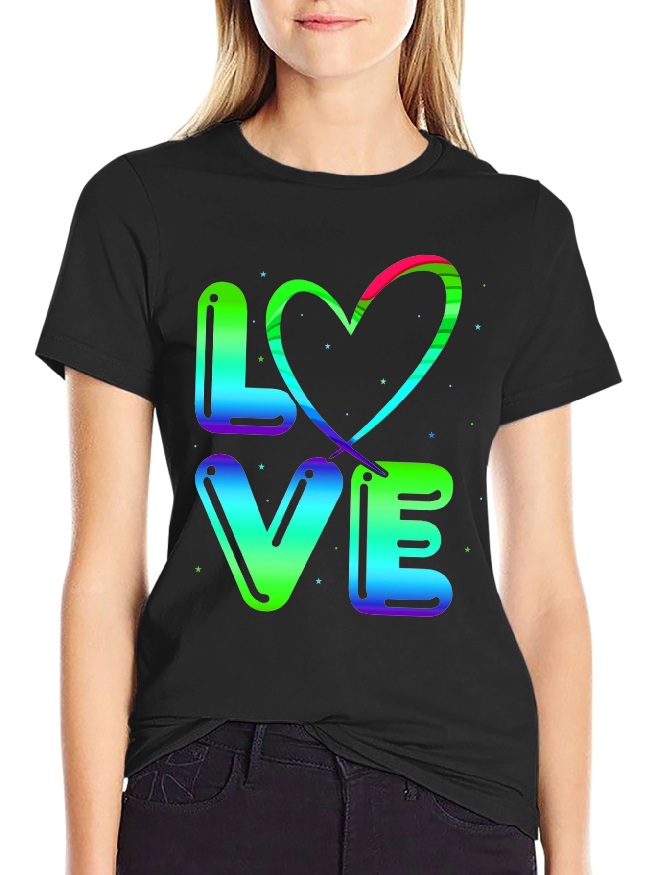 LOVE T-Shirt - Rainbow Heart Design