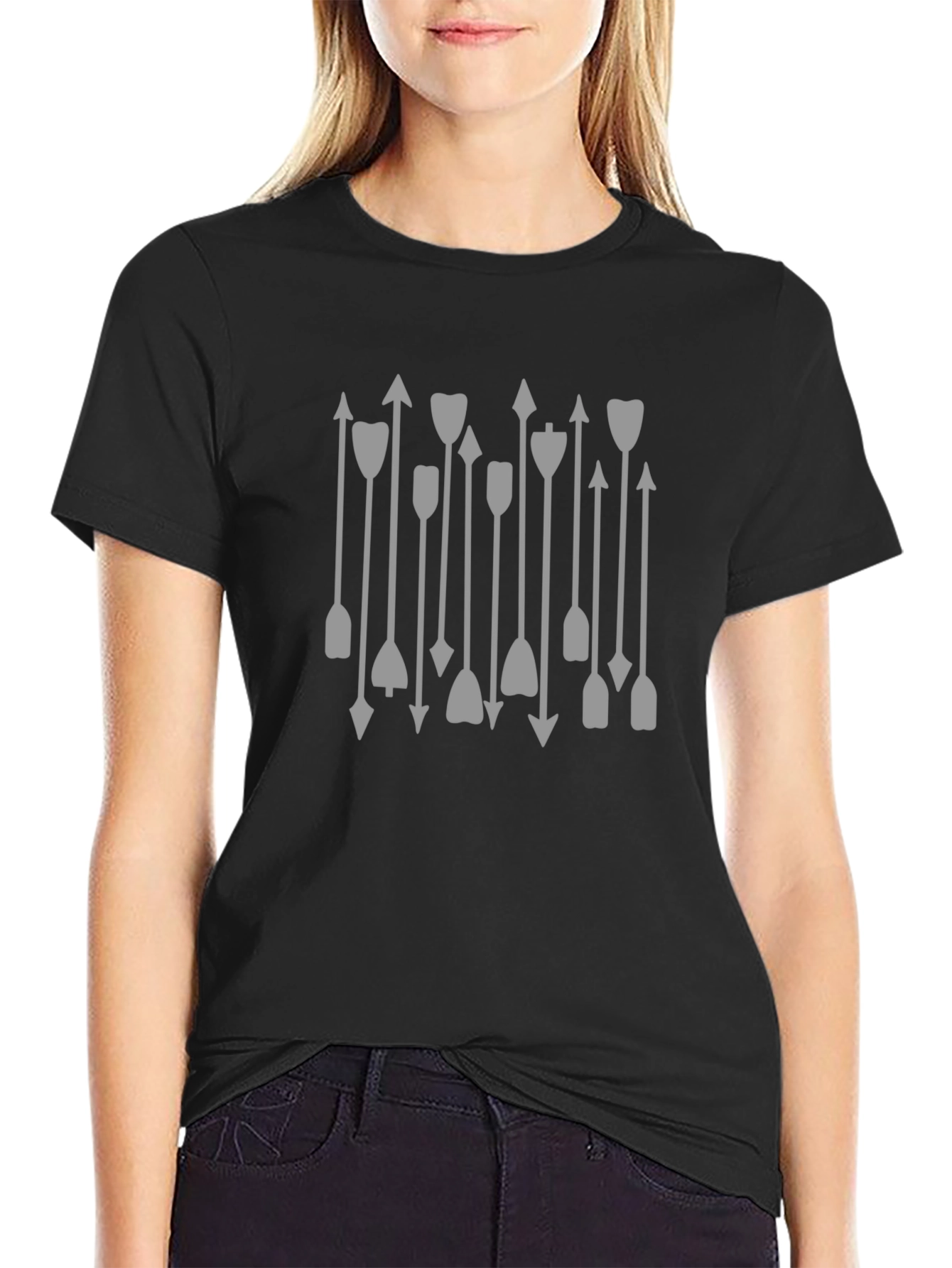 Trendy Arrow Pattern Black T-Shirt