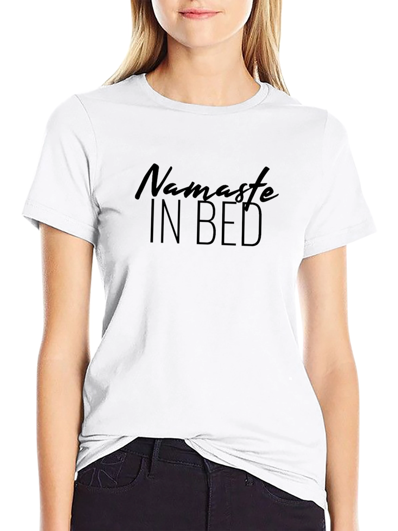 Namaste In Bed Black T-Shirt - Relaxed Comfort