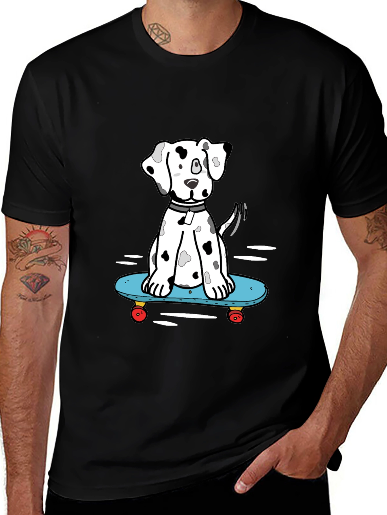 Skateboarding Dalmatian T-Shirt – Funny Dog Skate Graphic Tee