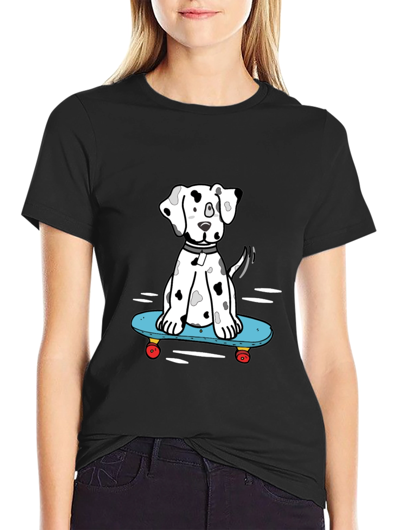 Skateboarding Dalmatian T-Shirt – Funny Dog Skate Graphic Tee