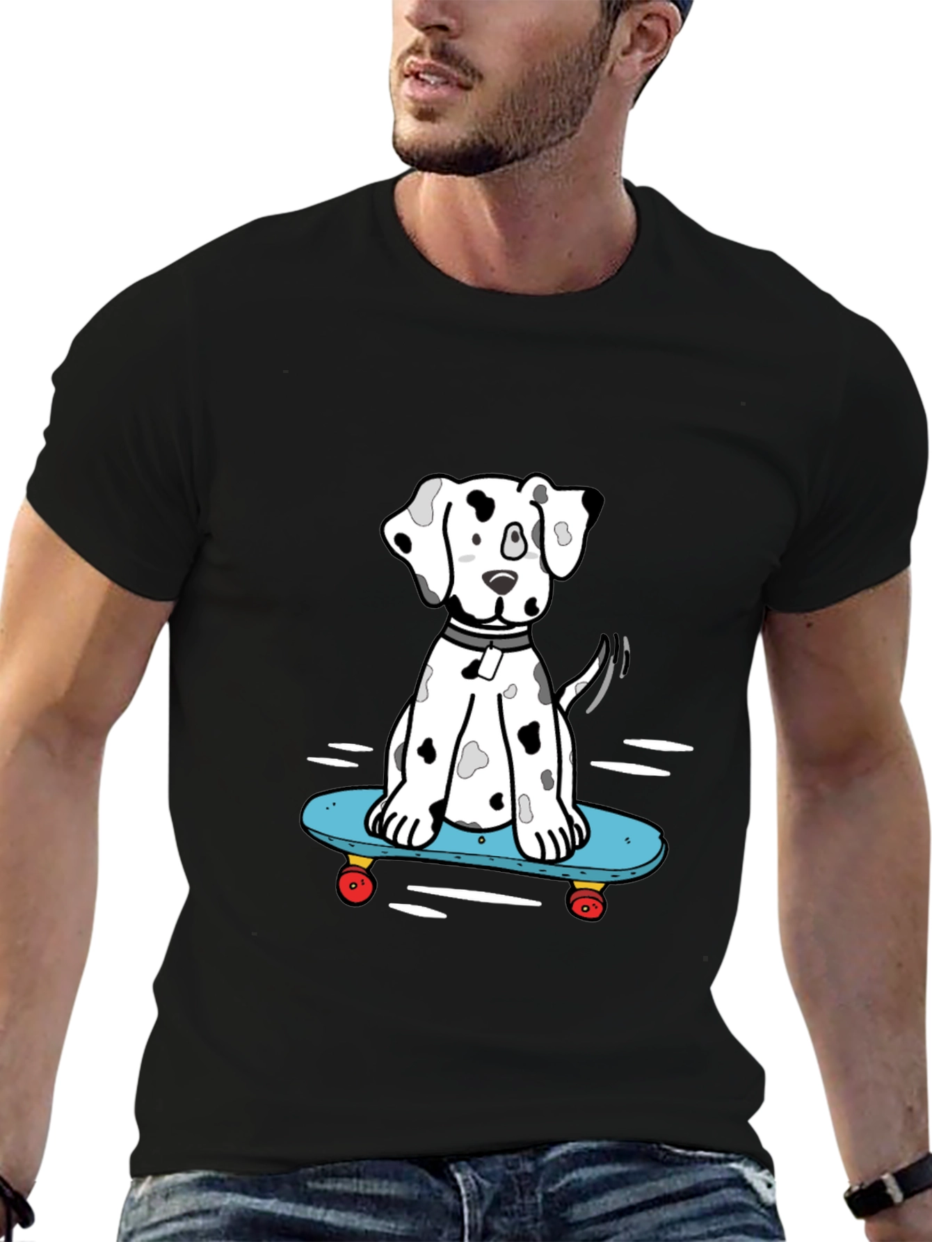 Skateboarding Dalmatian T-Shirt – Funny Dog Skate Graphic Tee