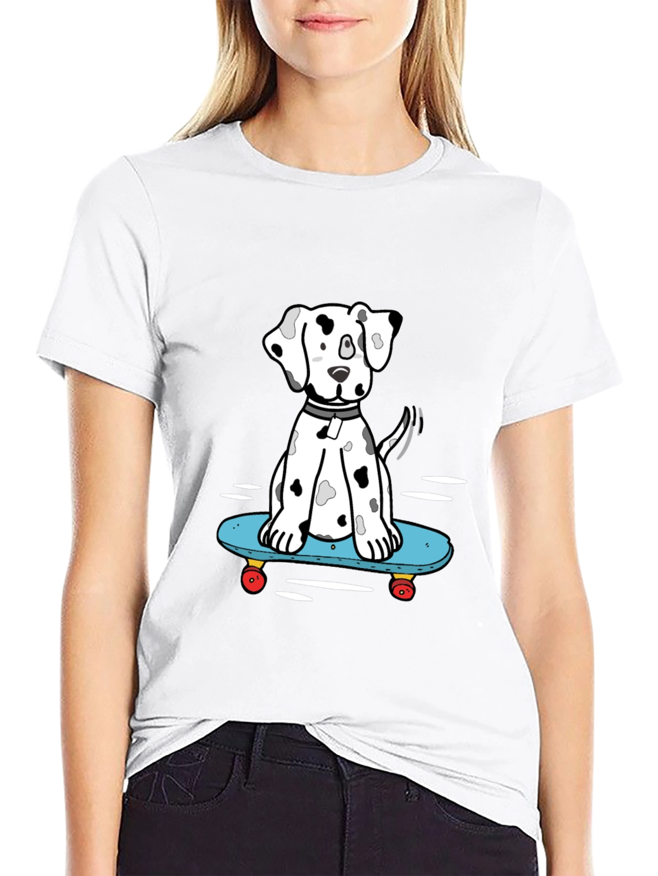 Skateboarding Dalmatian T-Shirt – Funny Dog Skate Graphic Tee