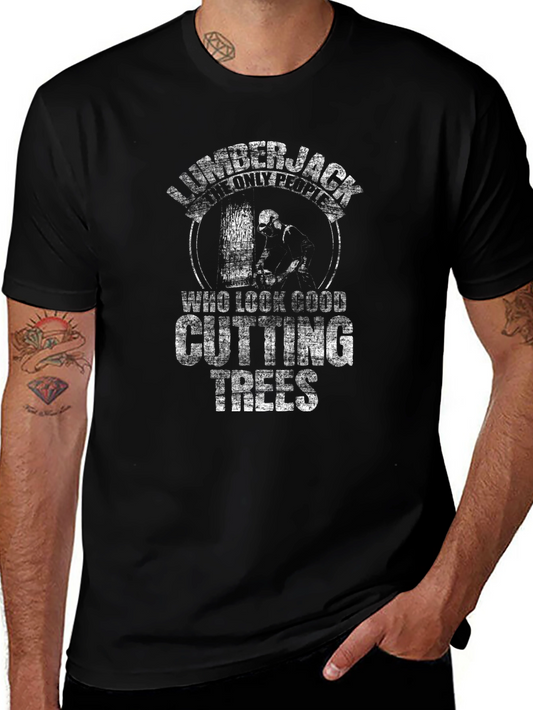 Lumberjack Cutting Trees Graphic T-Shirt