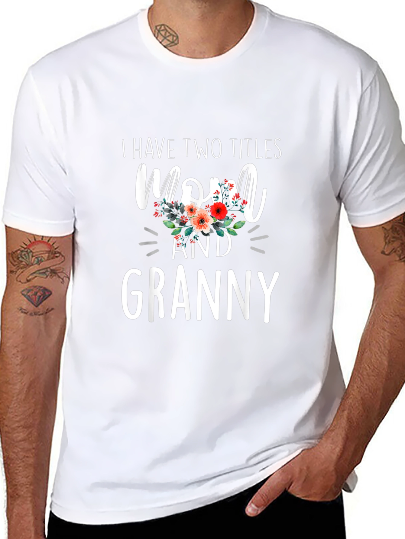 Mom and Granny T-Shirt: Two Titles Floral