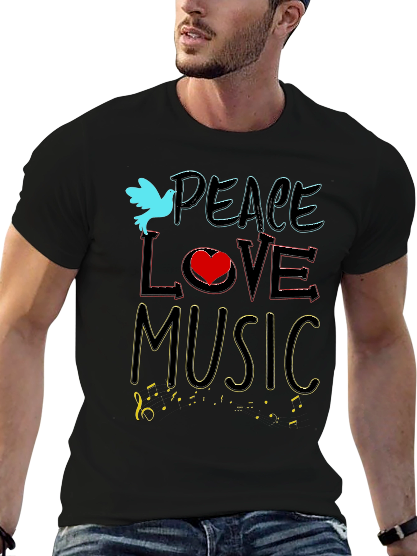 Peace Love Music T-Shirt - Stylish Graphic Tee
