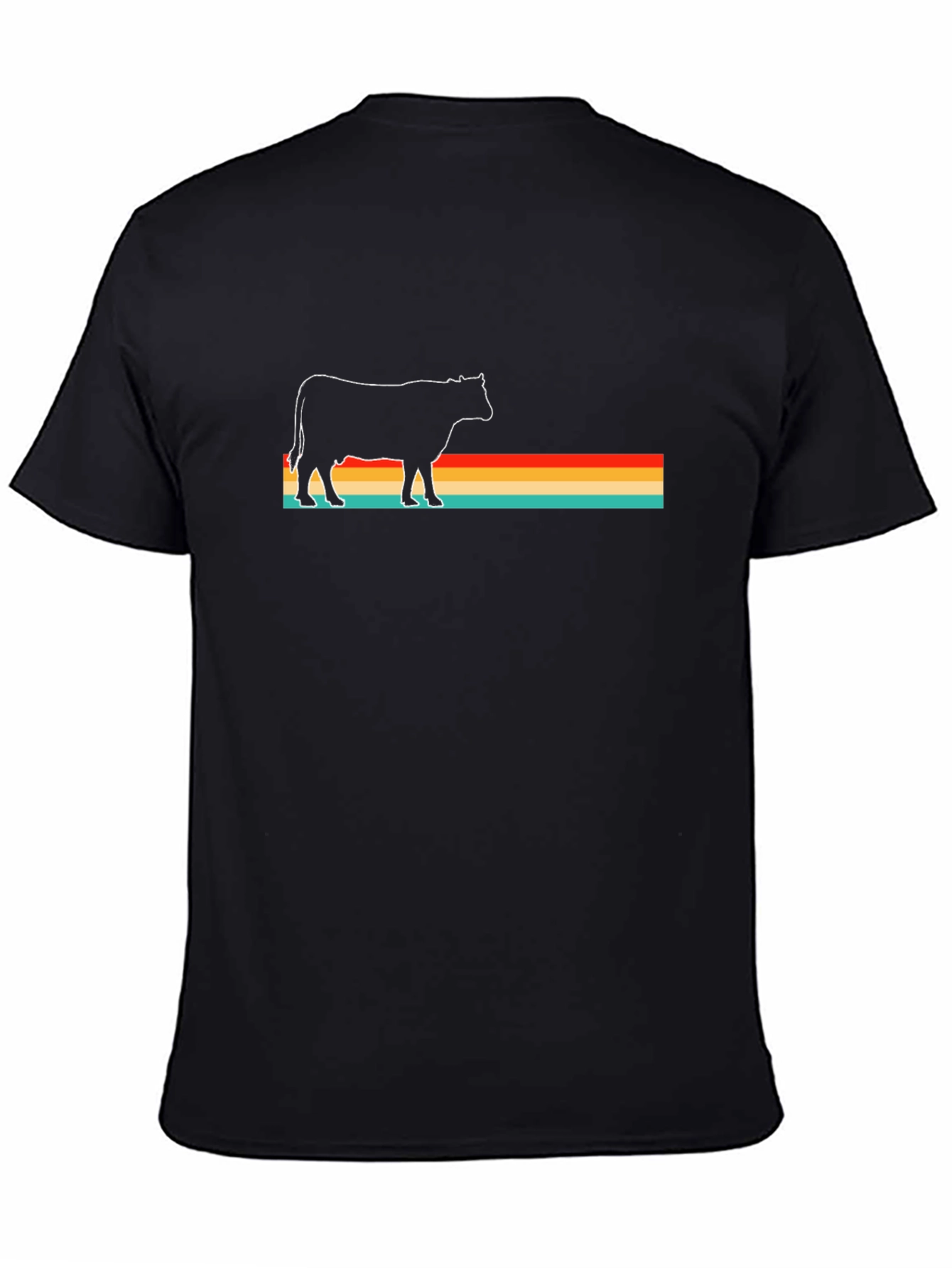 Retro Cow Graphic Black T-Shirt