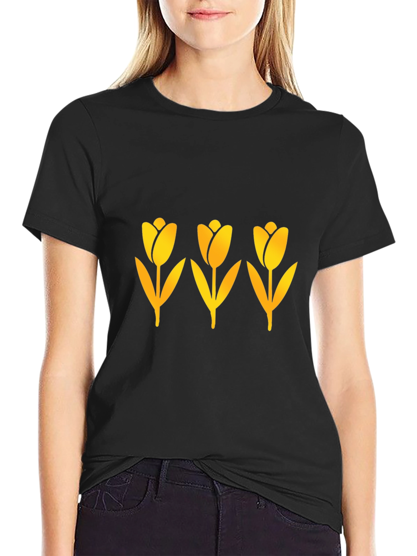 Mens Black Tulip Graphic Tee