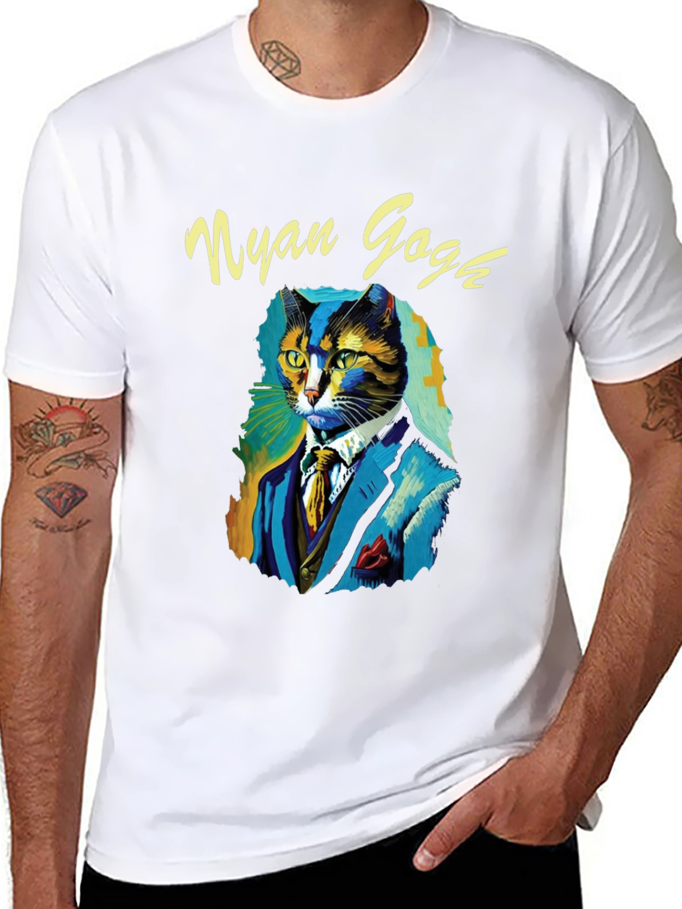 Nyan Gogh T-Shirt - Artistic Cat Portrait Tee