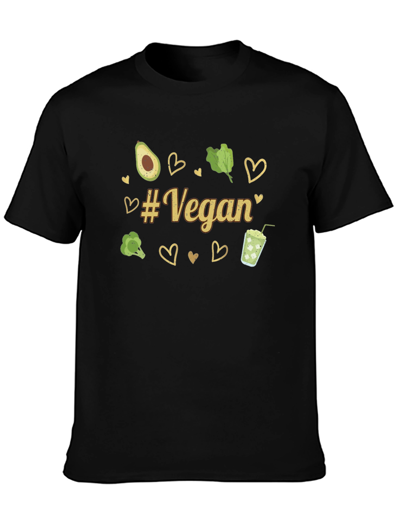 Vegan Graphic Tee - Avocado Broccoli Hearts