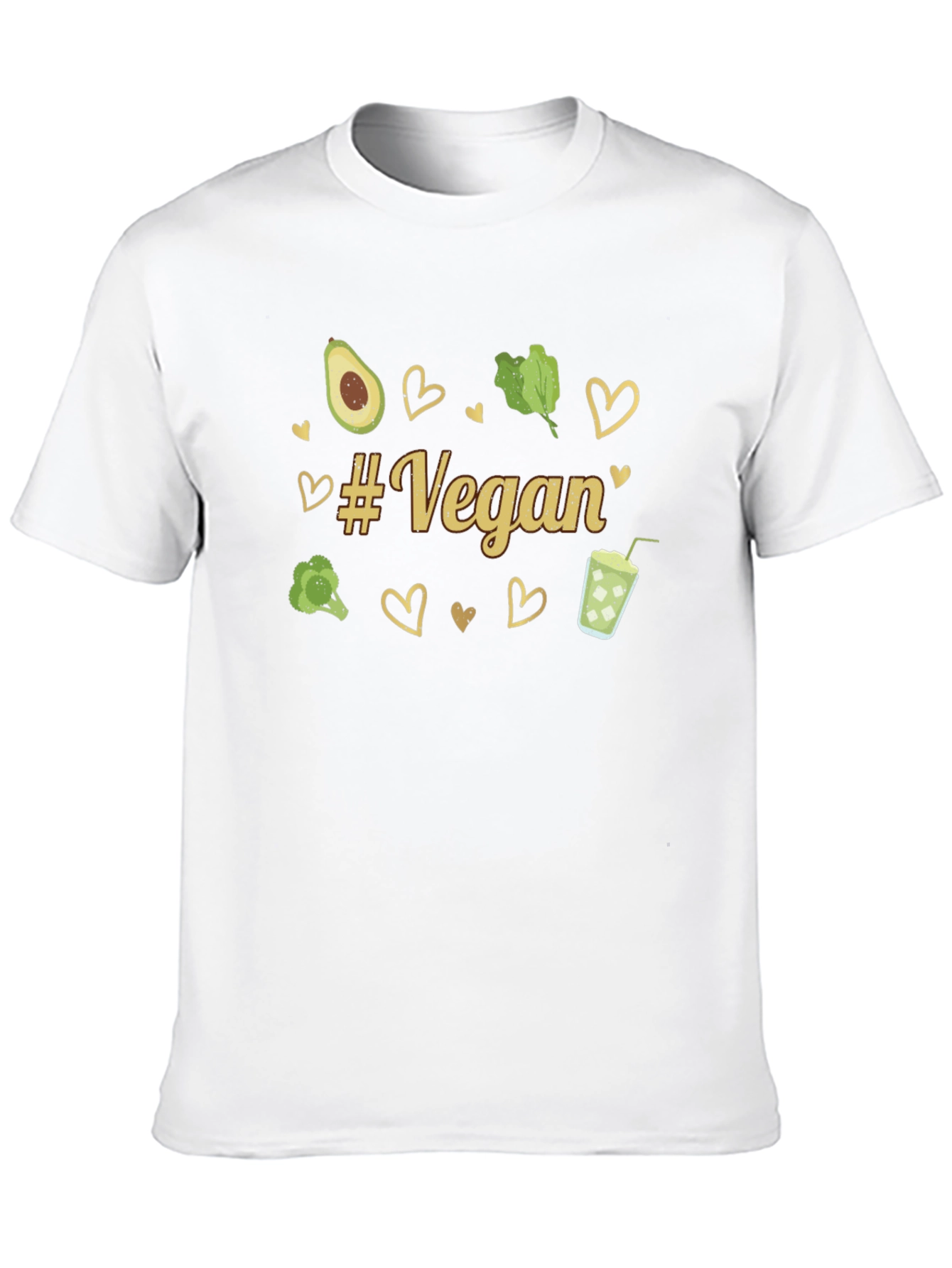 Vegan Graphic Tee - Avocado Broccoli Hearts