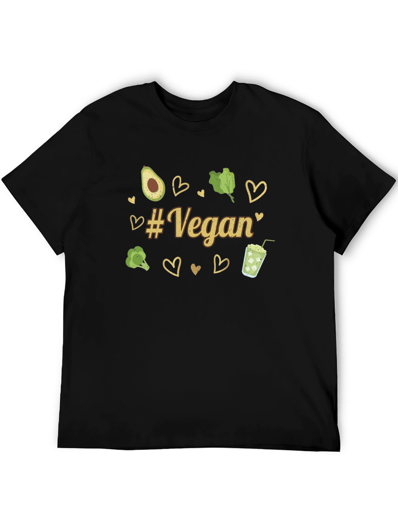 Vegan Graphic Tee - Avocado Broccoli Hearts