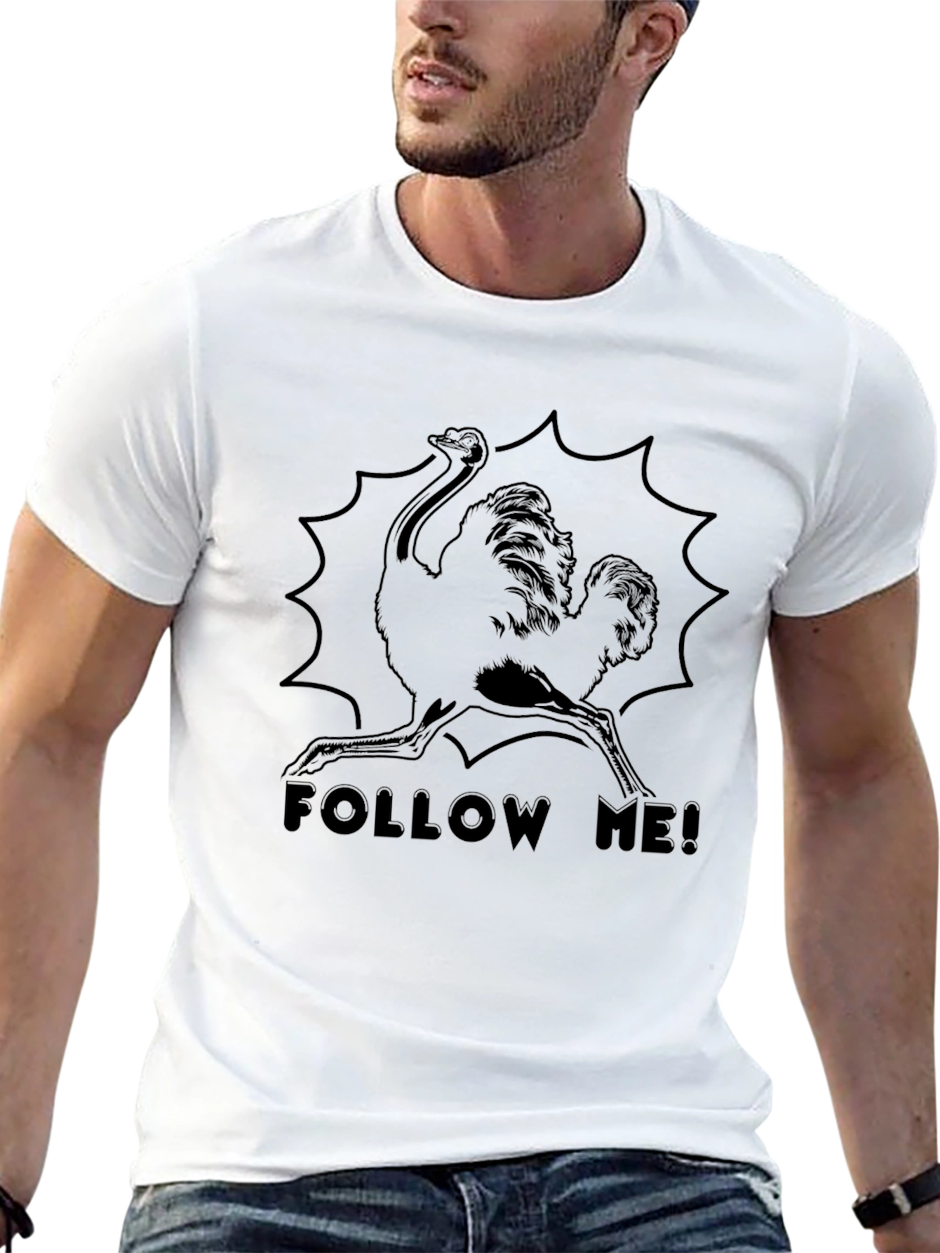 Ostrich Follow Me Black T-Shirt