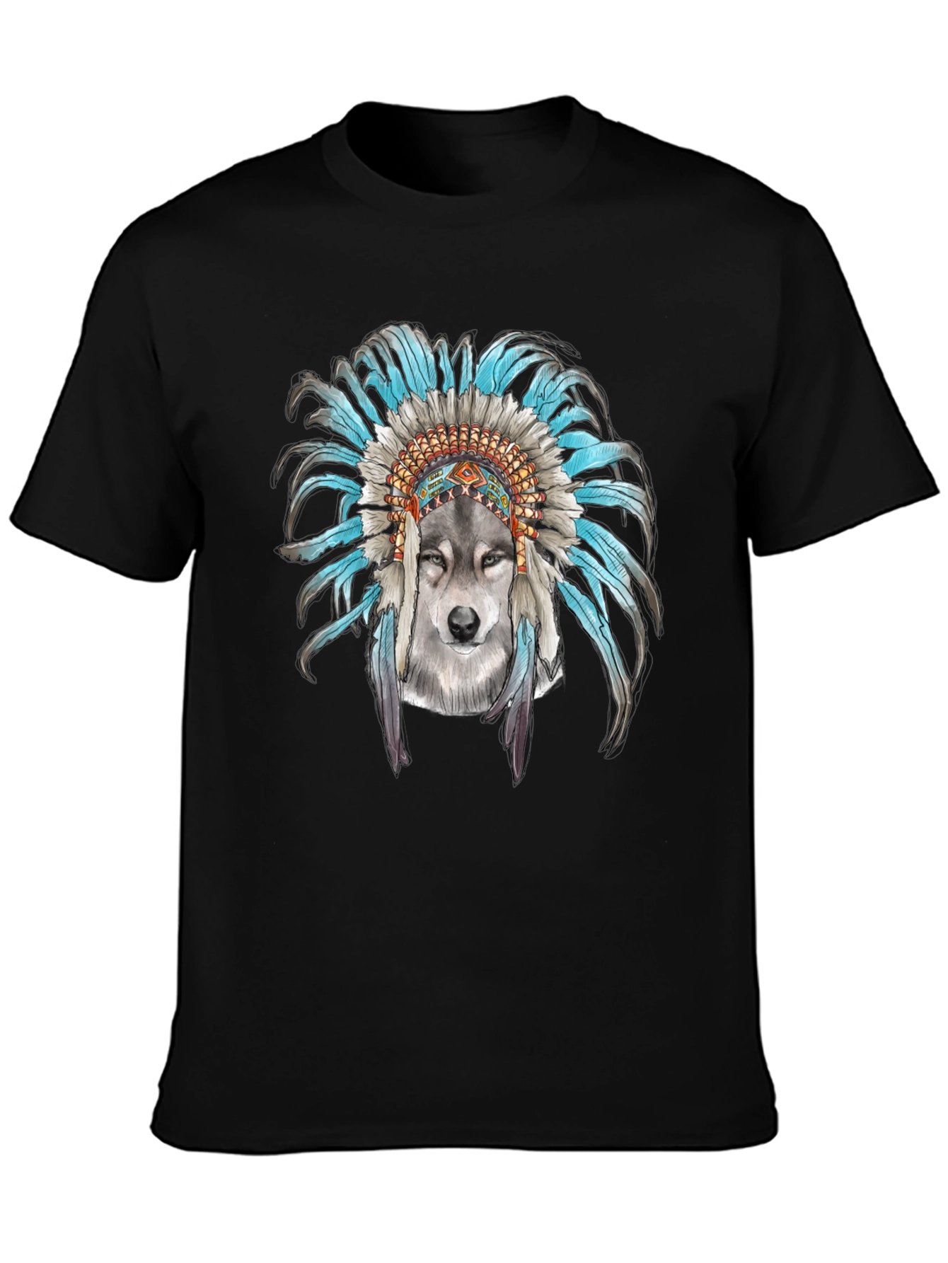 Wolf Headdress Graphic Tee - Cool Mens T-Shirt
