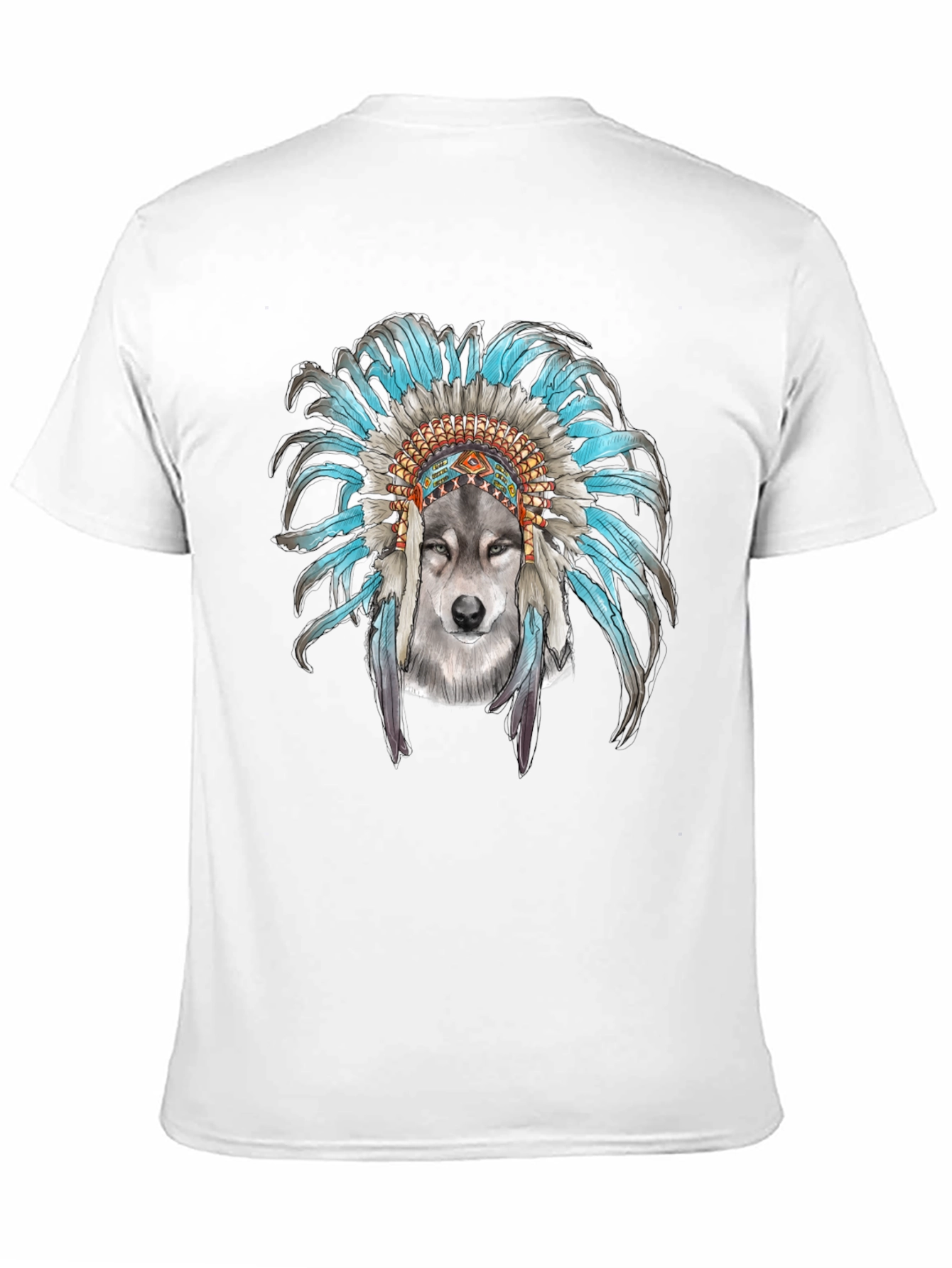 Wolf Headdress Graphic Tee - Cool Mens T-Shirt