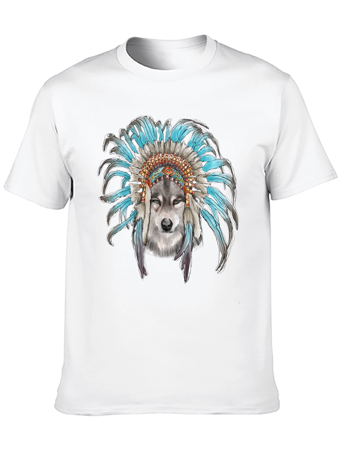 Wolf Headdress Graphic Tee - Cool Mens T-Shirt