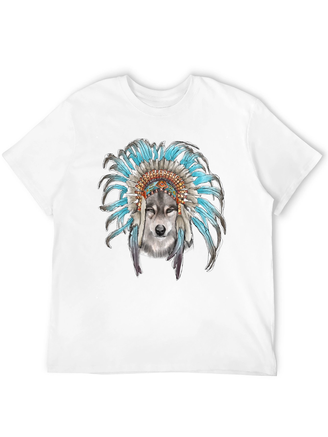 Wolf Headdress Graphic Tee - Cool Mens T-Shirt