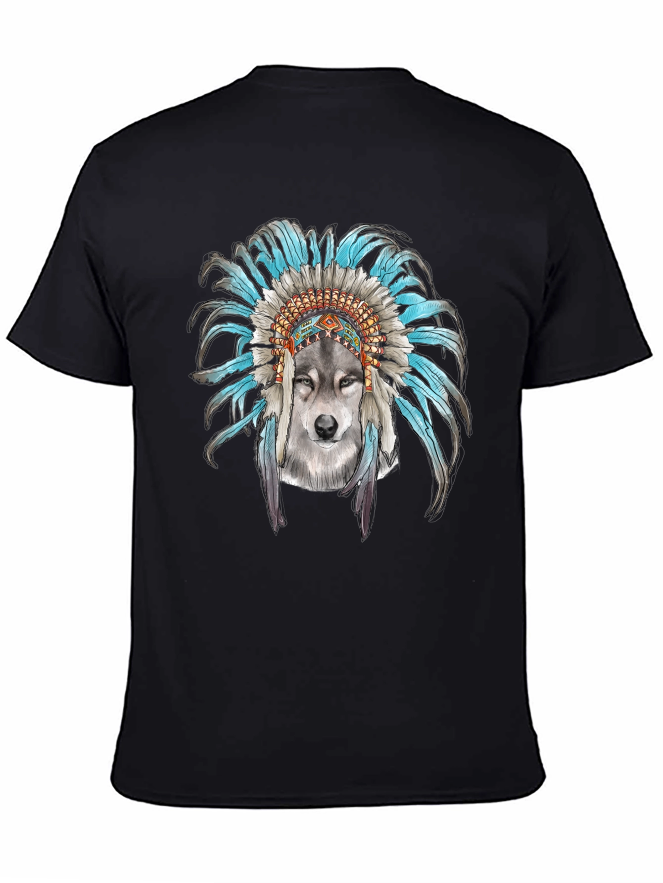 Wolf Headdress Graphic Tee - Cool Mens T-Shirt