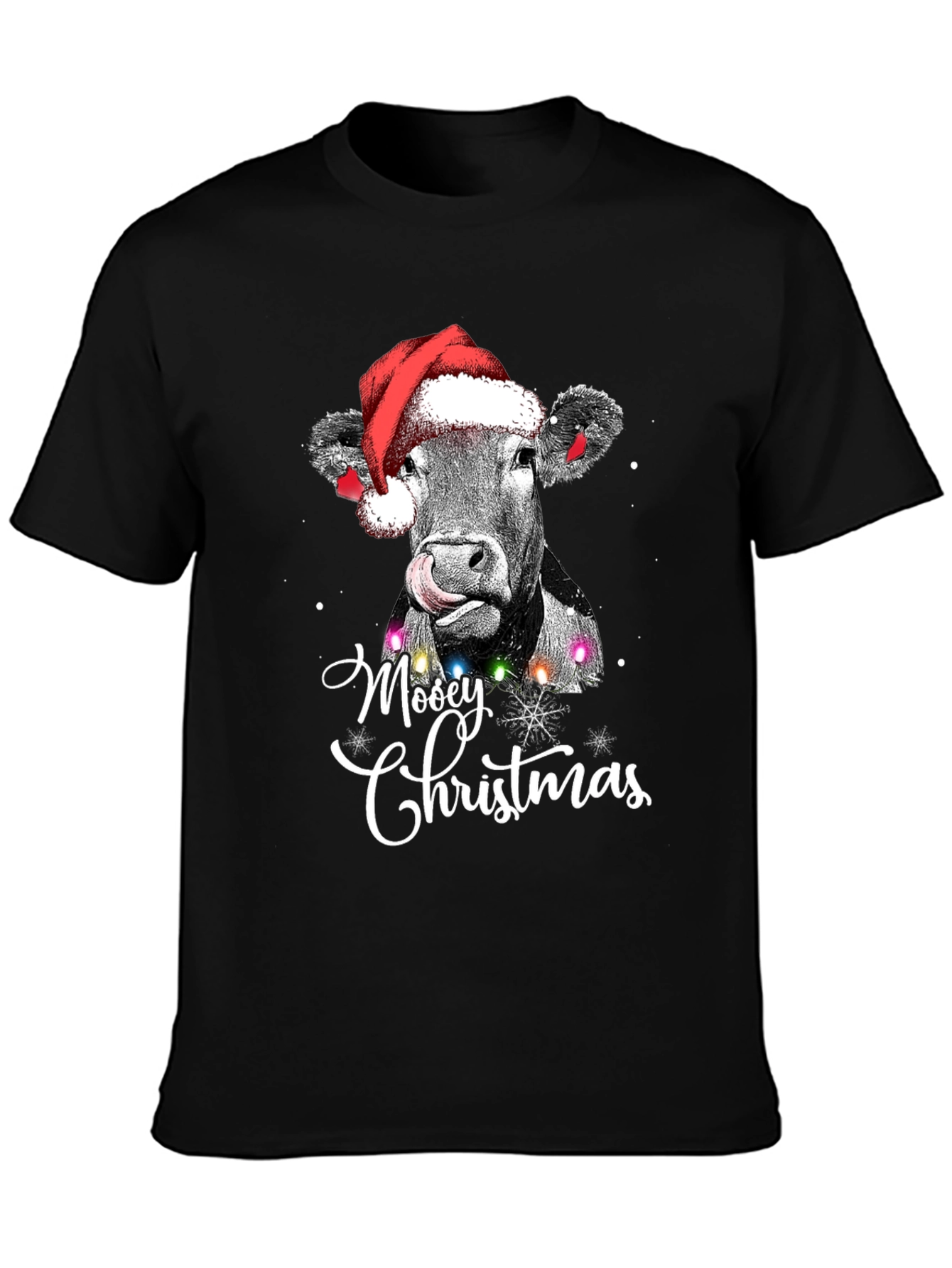 Moosey Christmas Cow Holiday Graphic Tee