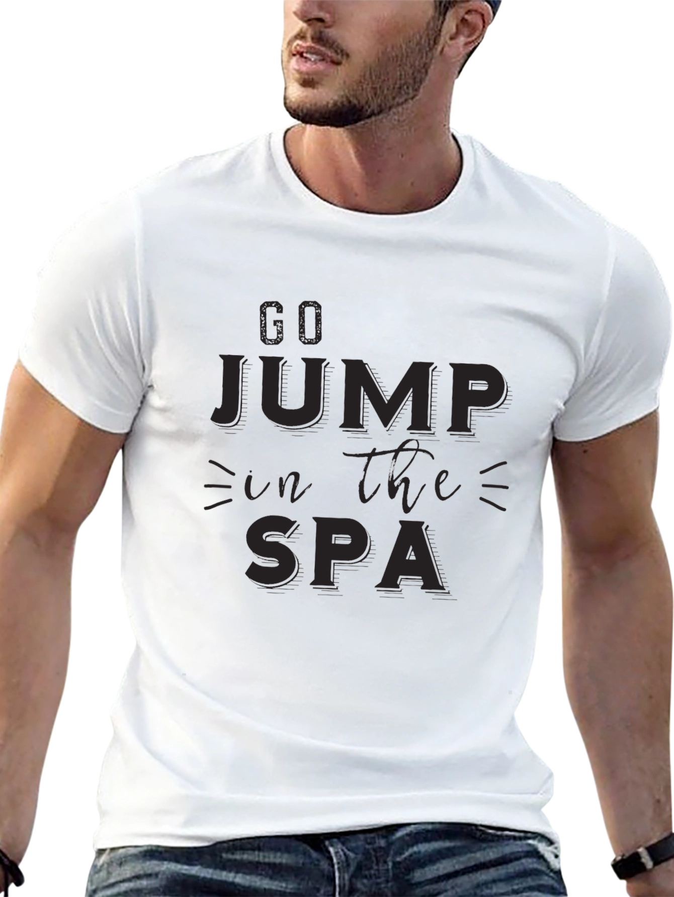 Go Jump in the Spa Black Graphic Tee
