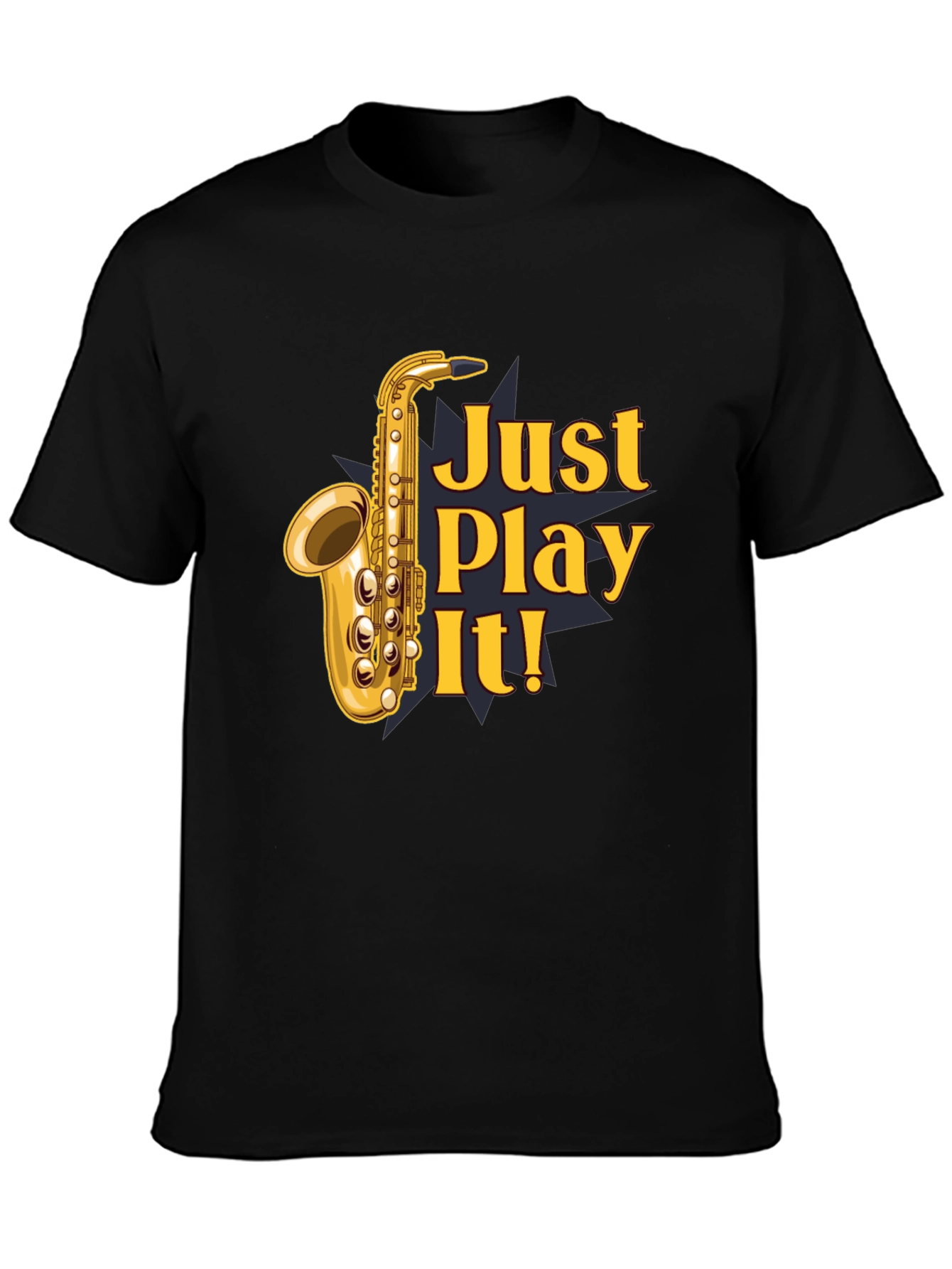 Just Play It! Saxophone Graphic T-Shirt - Black