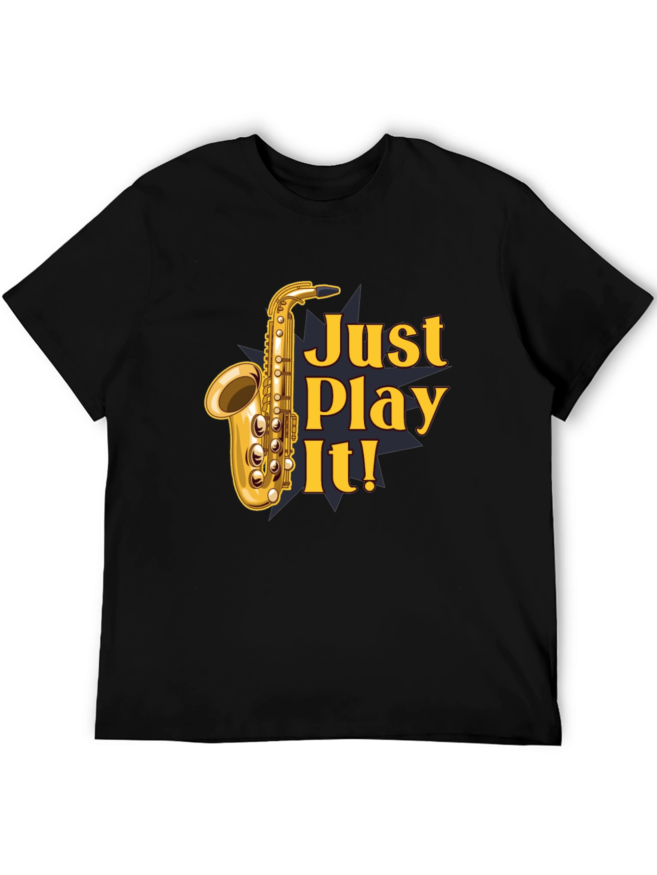 Just Play It! Saxophone Graphic T-Shirt - Black