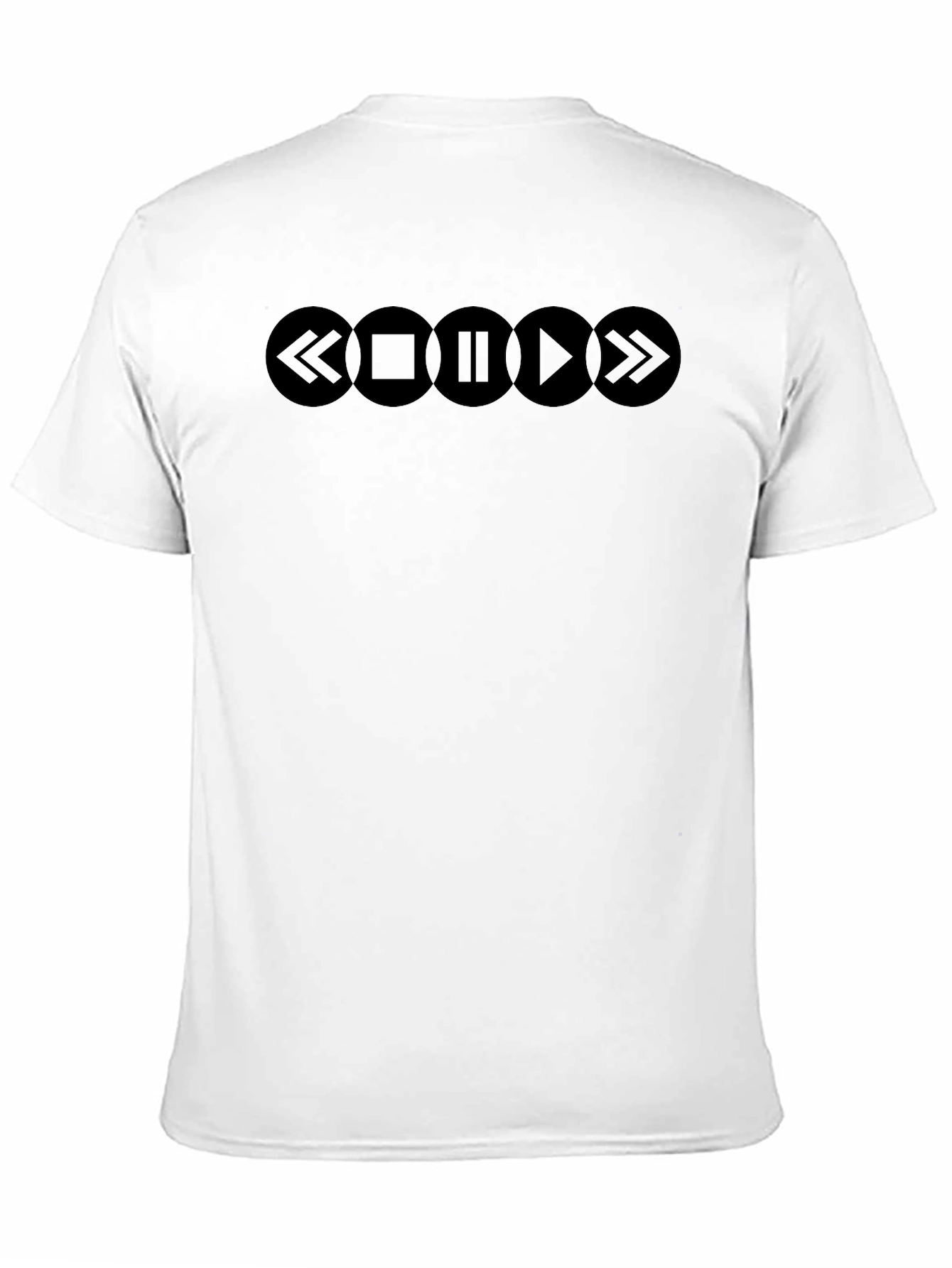 Black Music Player Buttons Graphic T-Shirt