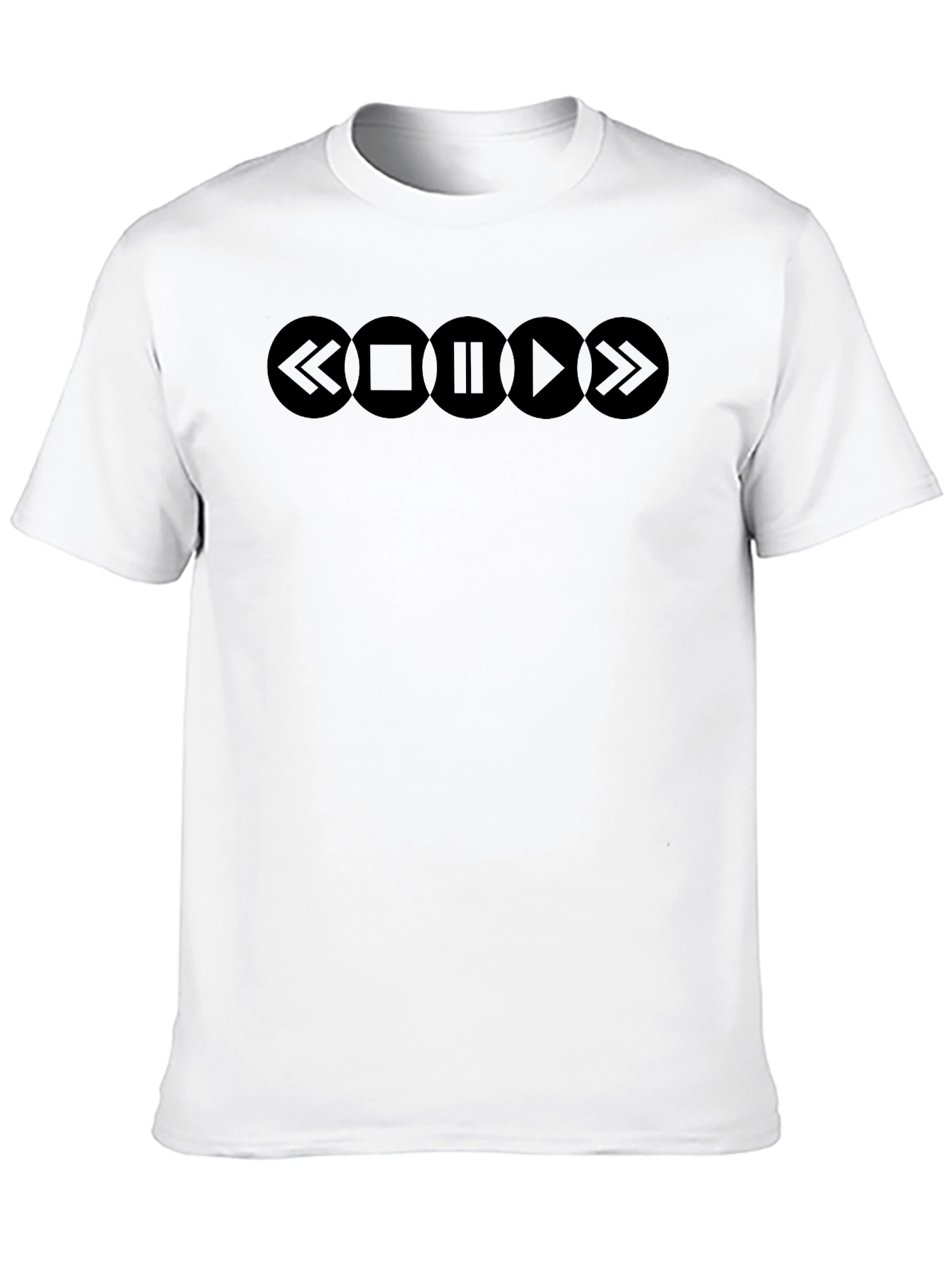 Black Music Player Buttons Graphic T-Shirt