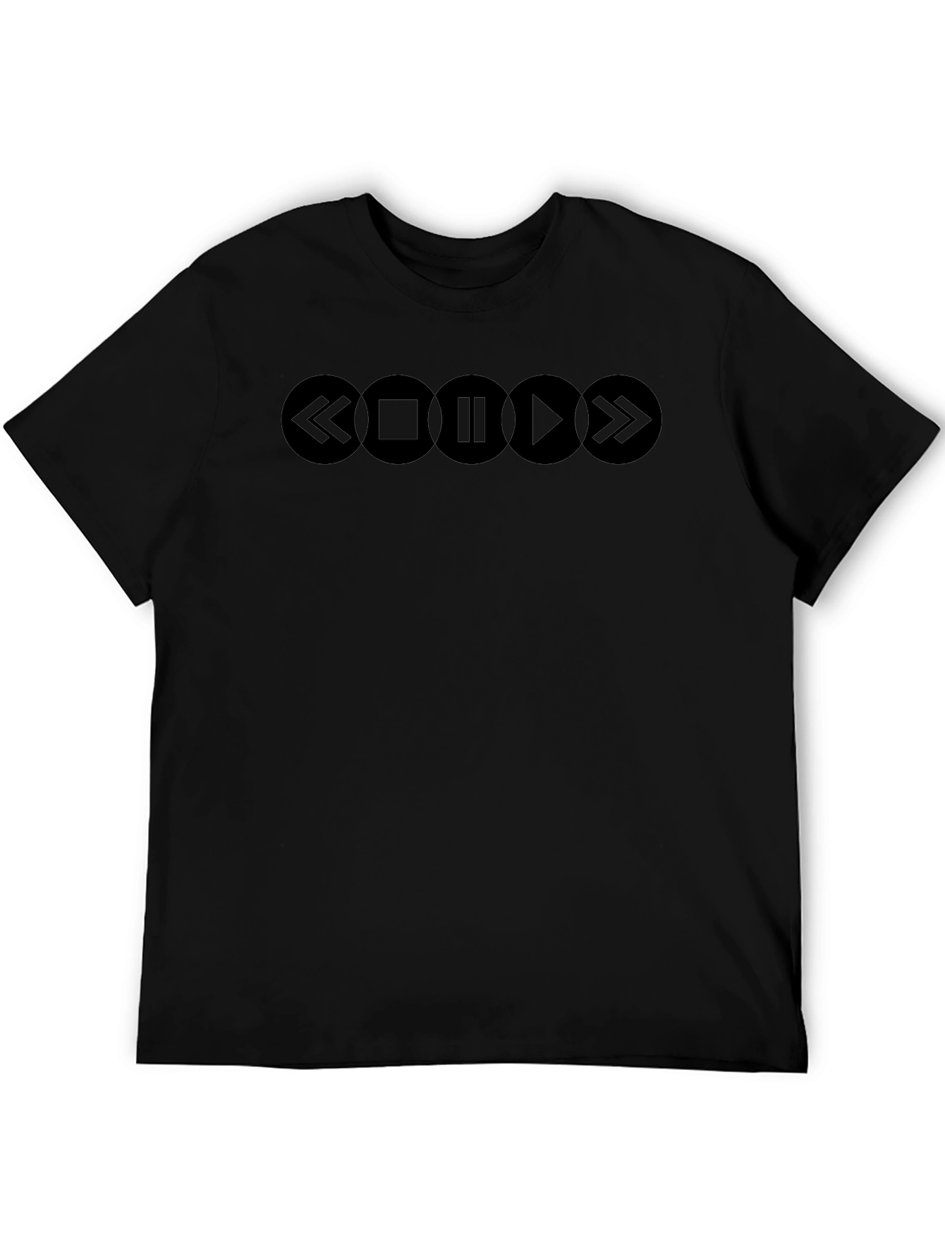 Black Music Player Buttons Graphic T-Shirt