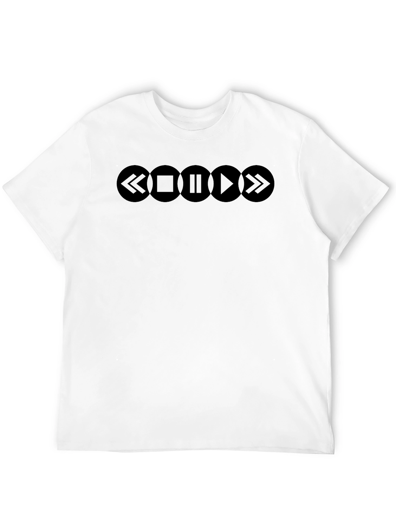Black Music Player Buttons Graphic T-Shirt