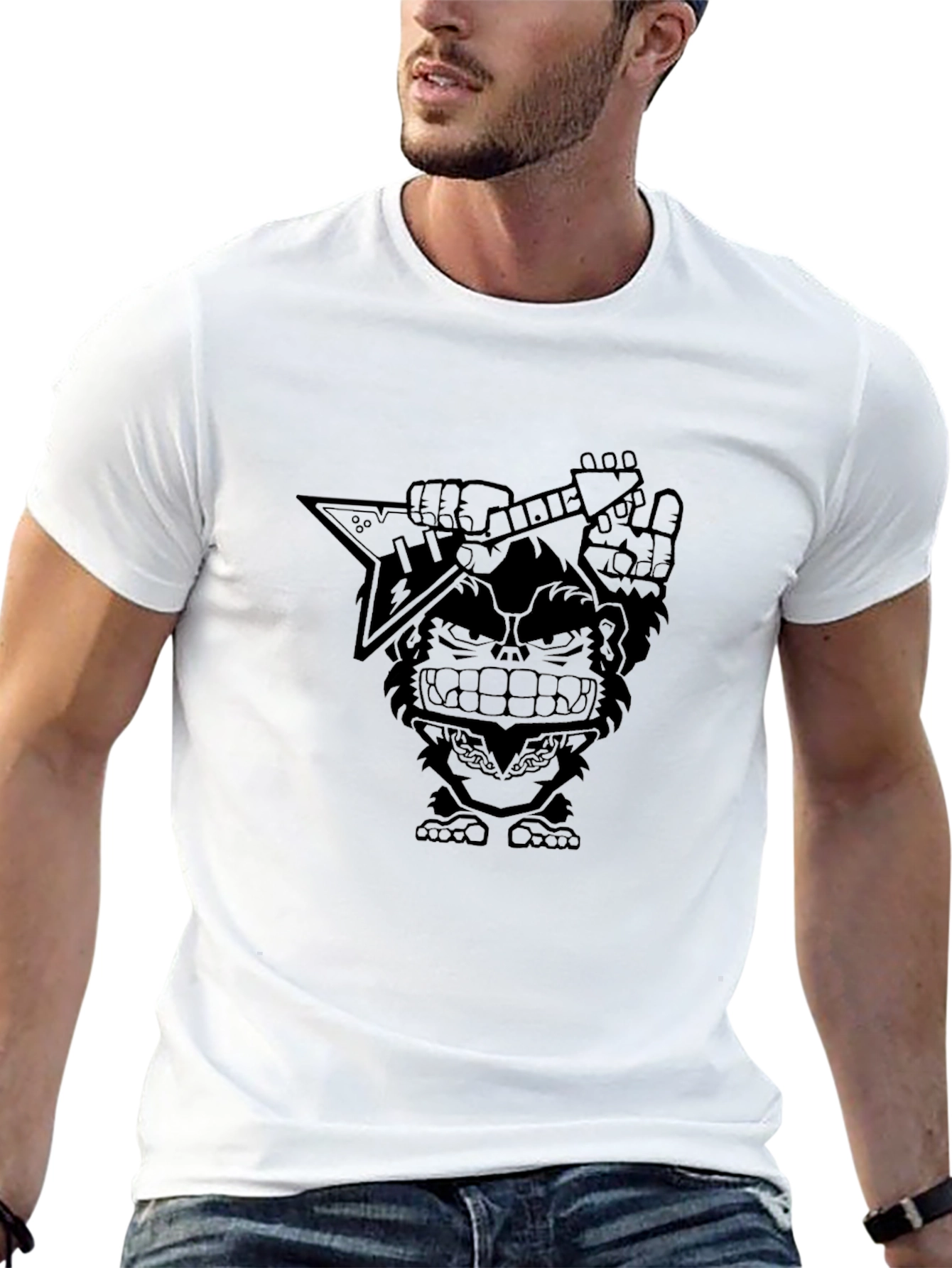 Rocking Gorilla Graphic Tee - Black Cotton T-Shirt