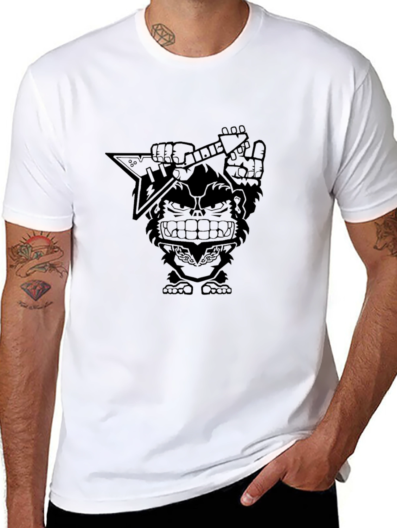Rocking Gorilla Graphic Tee - Black Cotton T-Shirt