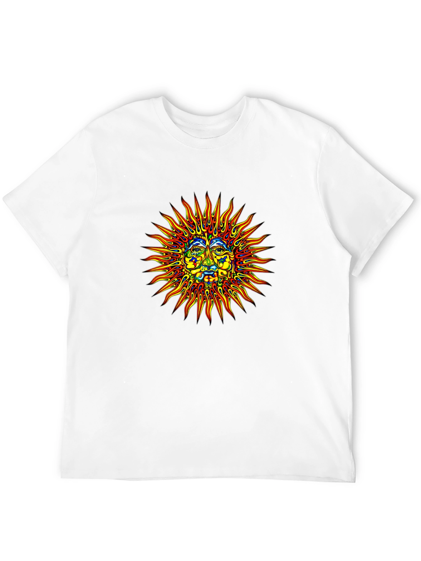 Sun Face Graphic Print Black T-Shirt