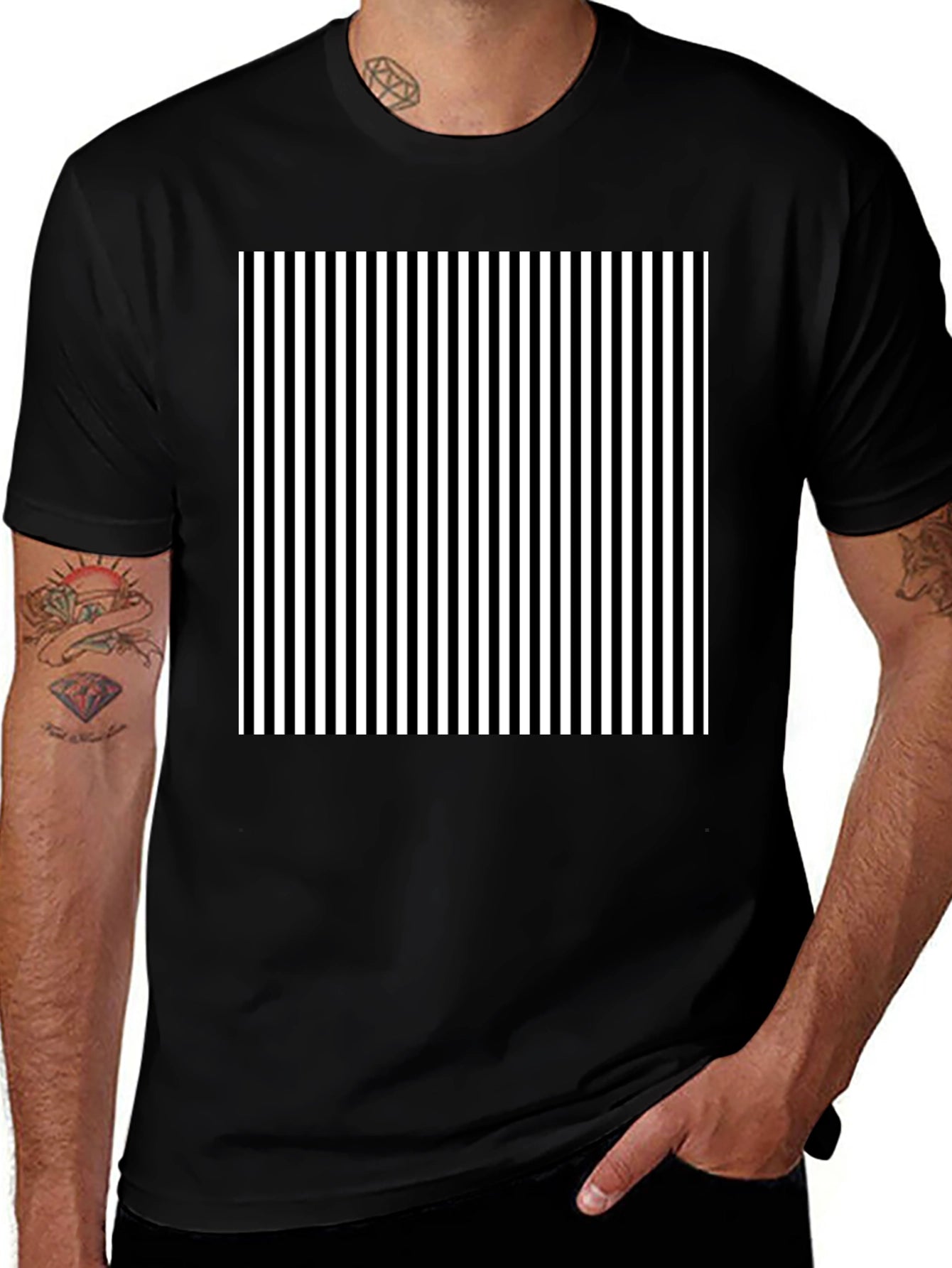 Striped Graphic Tee - Classic Black