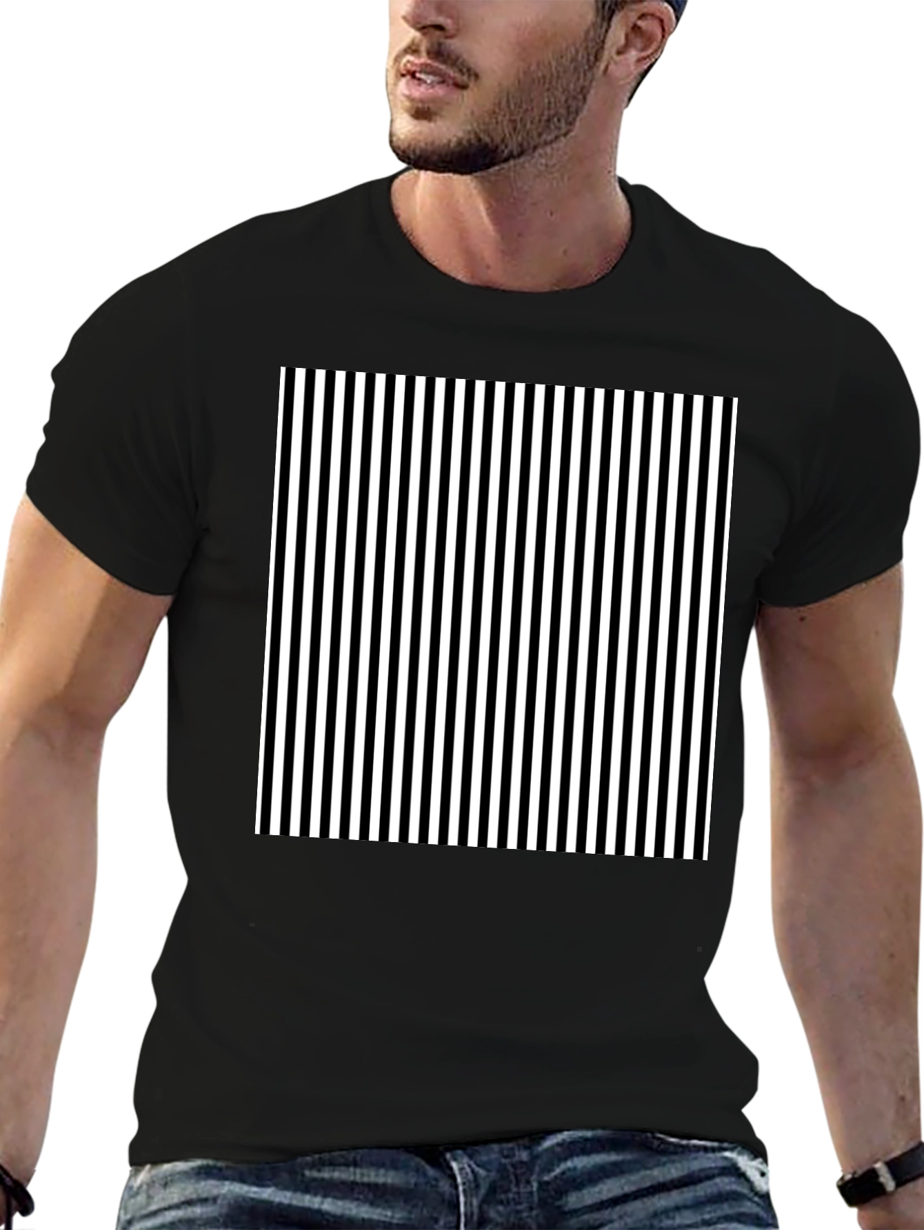 Striped Graphic Tee - Classic Black