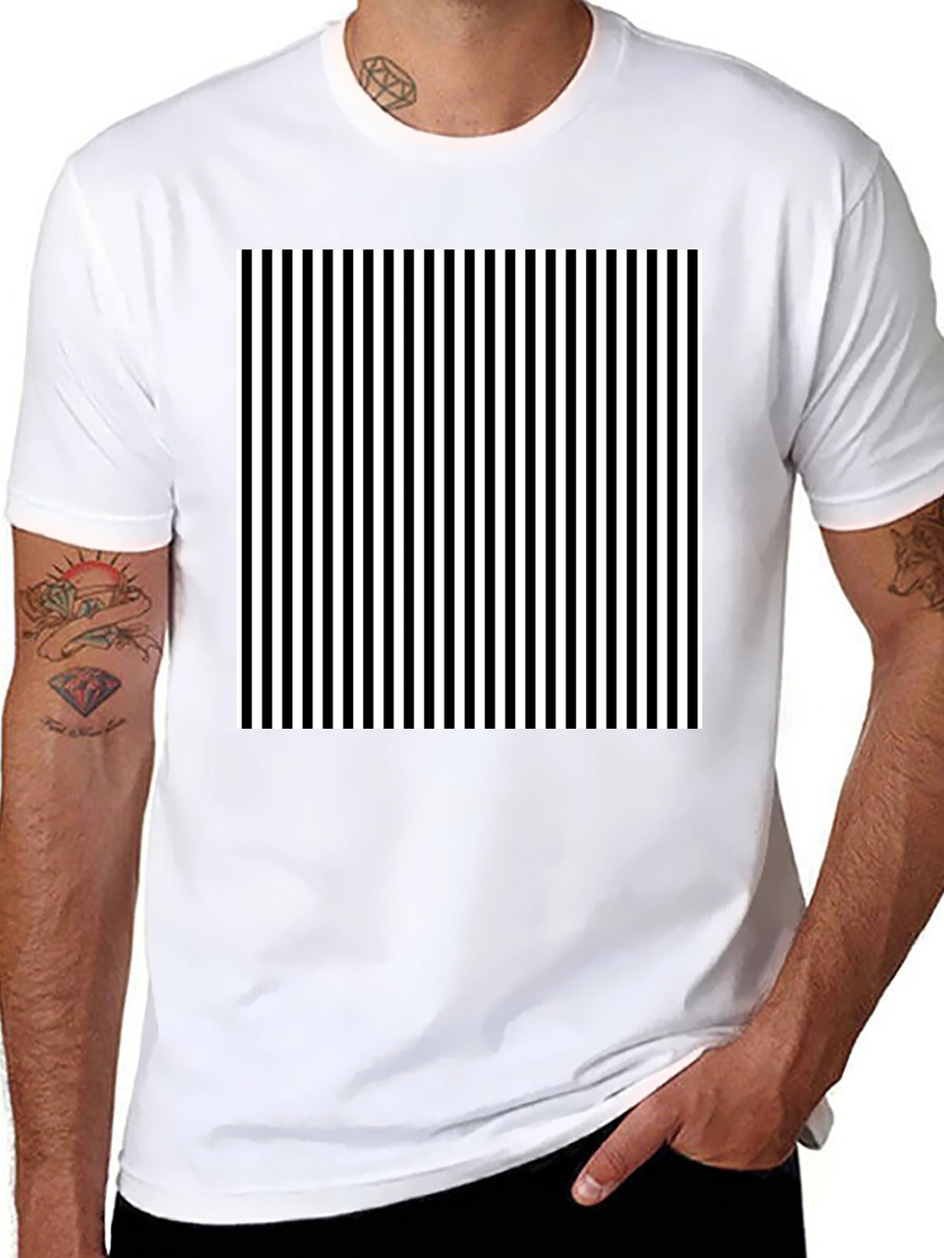 Striped Graphic Tee - Classic Black