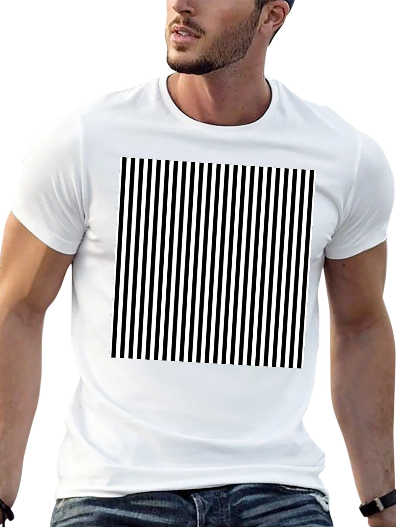 Striped Graphic Tee - Classic Black