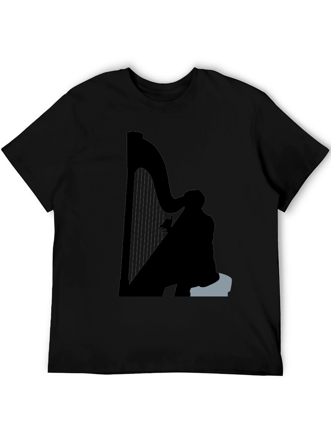 Silhouette Harp Player Graphic Tee - Black